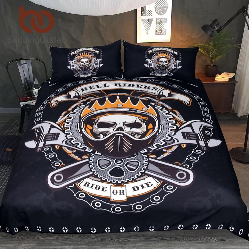 Mechanicalkull Gears Print Gothic et Black Bedclothes Hell Riders Home Textiles3D Customized Duvet Cover Bedding Sets