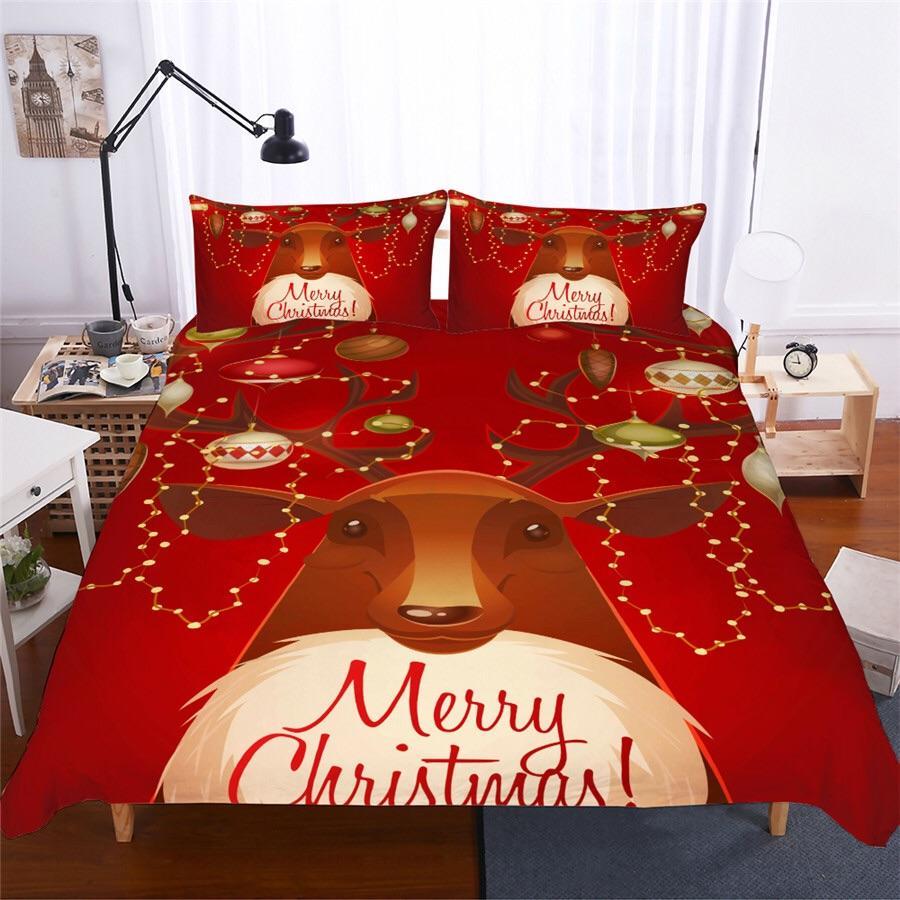 Merry Christmas Reindeer 3D Customized Duvet Cover Bedding Sets