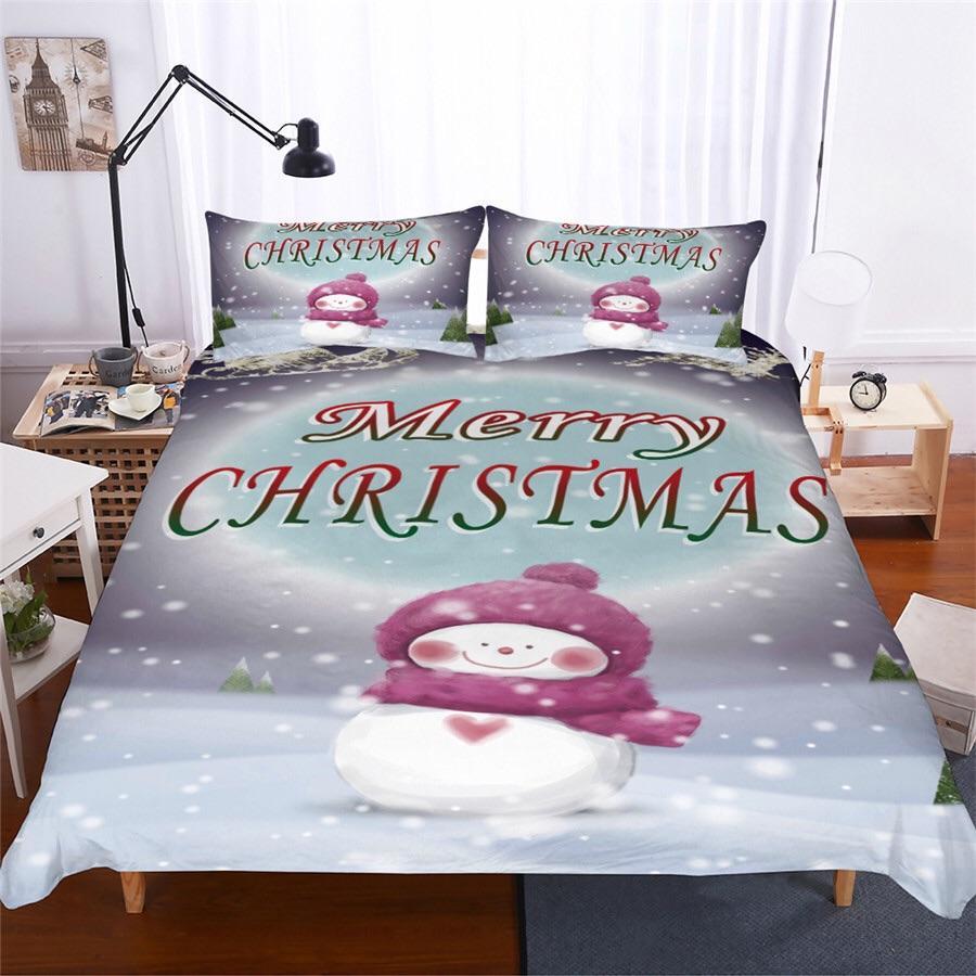 Merry Christmasnowman 3D Customized Duvet Cover Bedding Sets