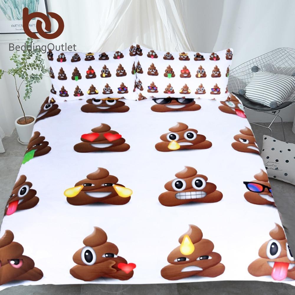 miley Faces Queen Cartoon et Poop Emoji Bedclothes Funny Home Textiles 3D Customized Duvet Cover Bedding Sets