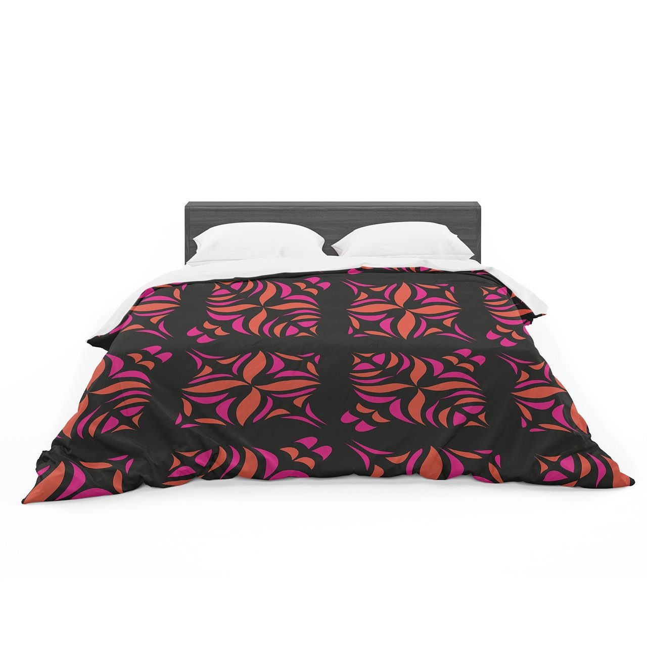 Miranda Mol ‘Orange on Black Tile’ Cotton3D Customized Duvet Cover Bedding Sets