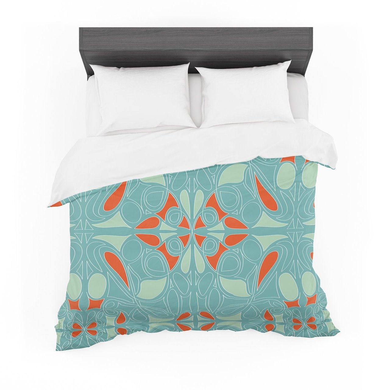 Miranda Mol ‘Seafoam and Orange’ Cotton3D Customized Duvet Cover Bedding Sets