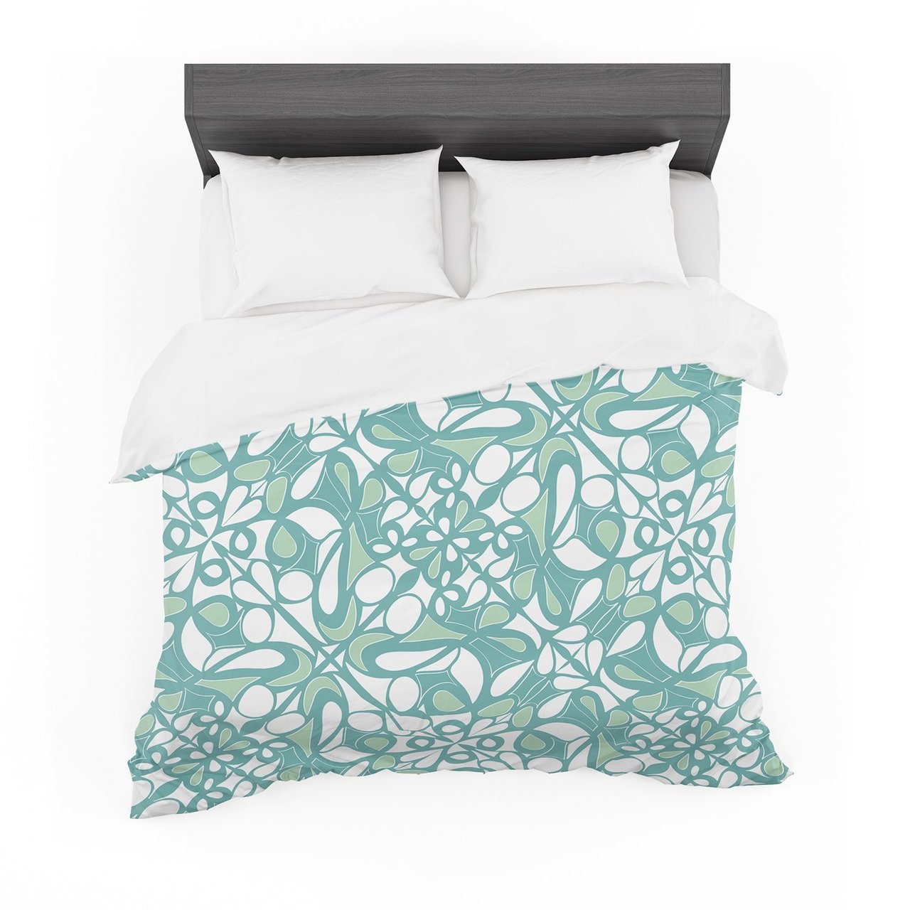 Miranda Mol ‘Swirling Tiles Teal’ Cotton3D Customized Duvet Cover Bedding Sets