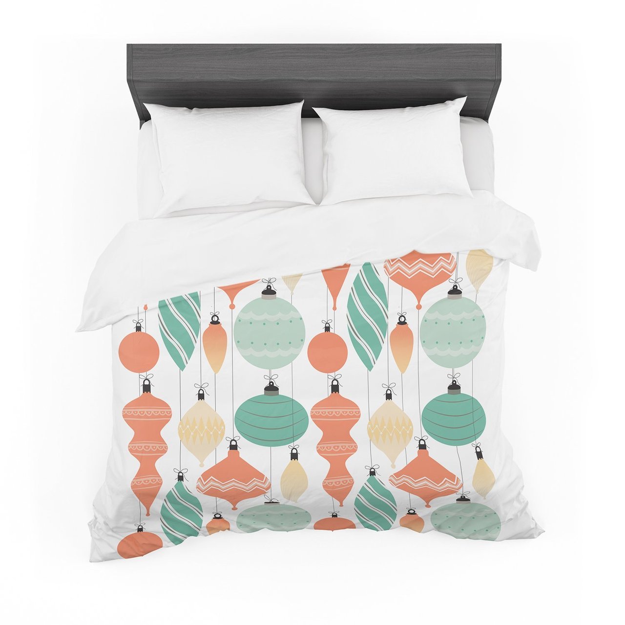 Mixed Ornaments Orange Teal Featherweight3D Customized Duvet Cover Bedding Sets