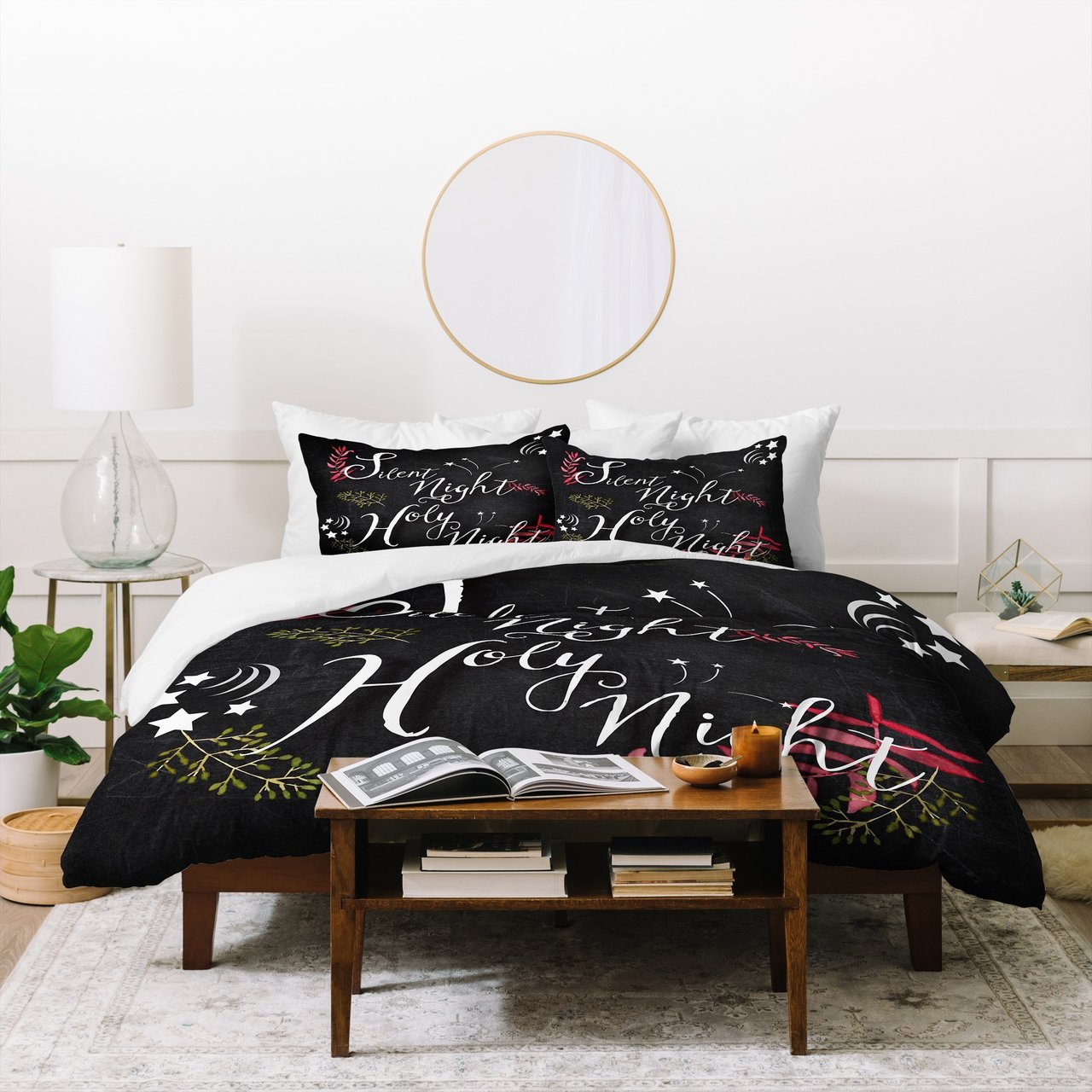 Monika Strigel FARMHOUSE CHALKBOARD SILENT NIGHT Duvet Cover