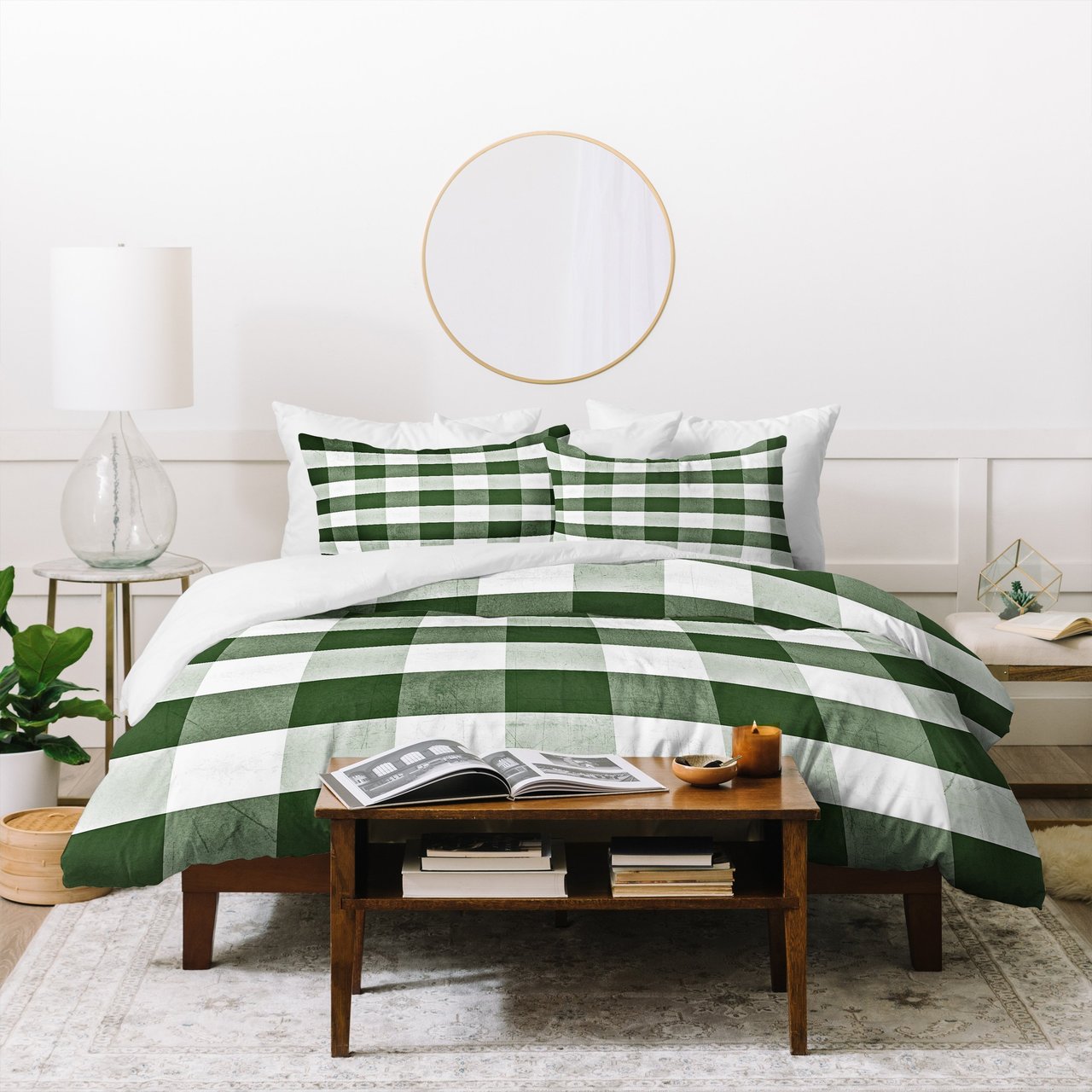 Monika Strigel FARMHOUSE SHABBY GINGHAM GREEN CHECKERED PLAID Duvet Cover