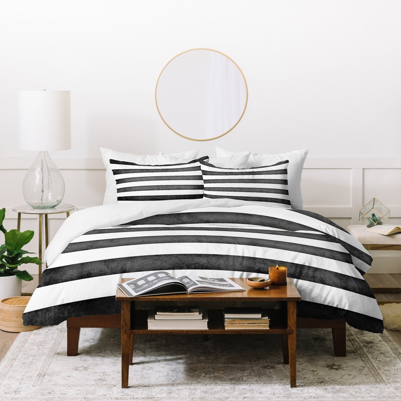 Monika Strigel FARMHOUSE SHABBY STRIPES BLACK Duvet Cover