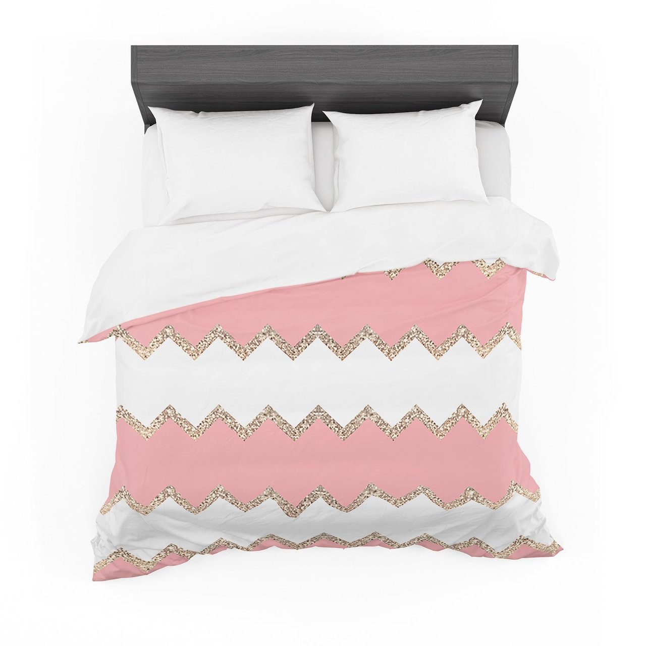 Monikatrigel ‘Avalon Coral Chevron’ White Blush Featherweight3D Customized Duvet Cover Bedding Sets