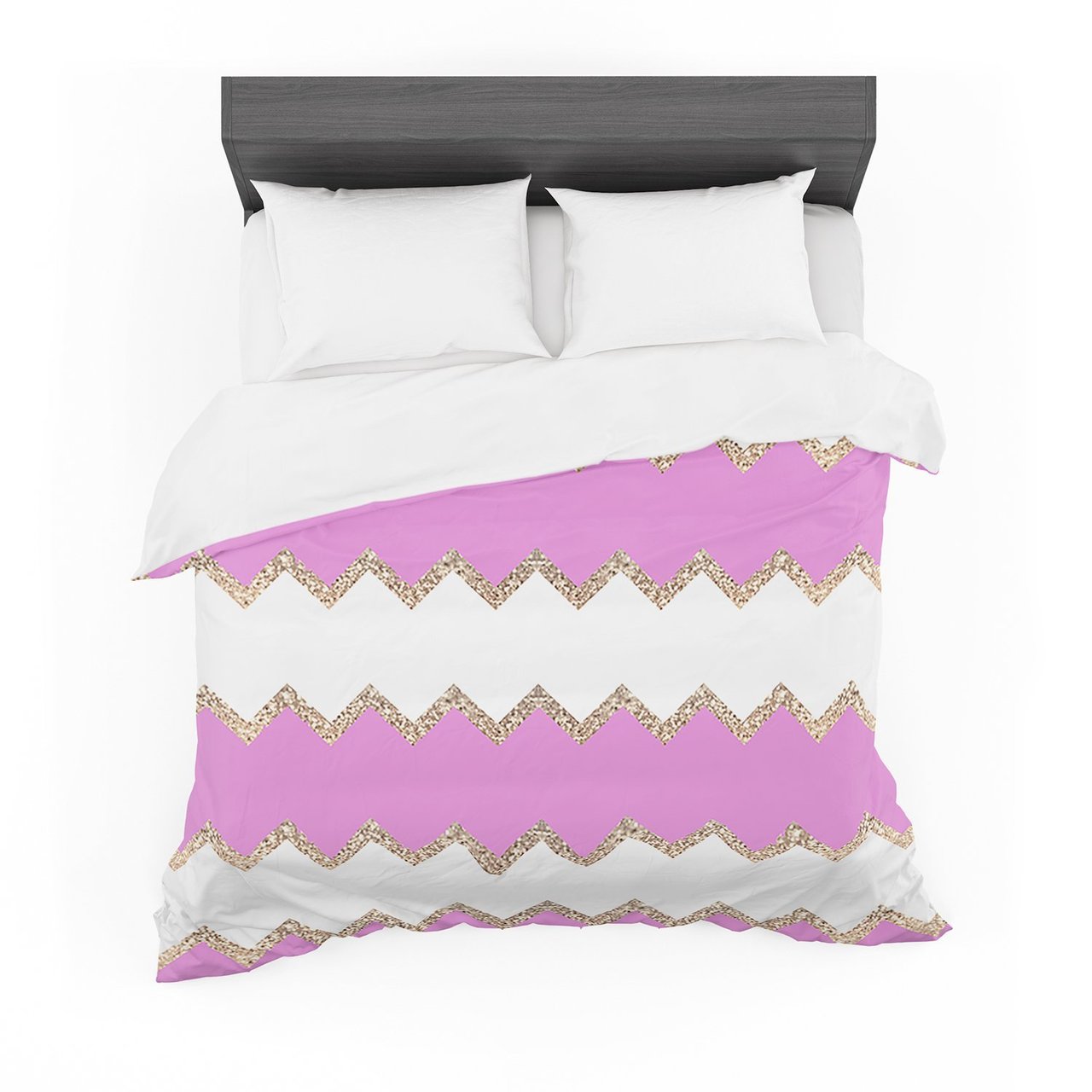 Monikatrigel ‘Avalon Pink Chevron’ Rose White Featherweight3D Customized Duvet Cover Bedding Sets