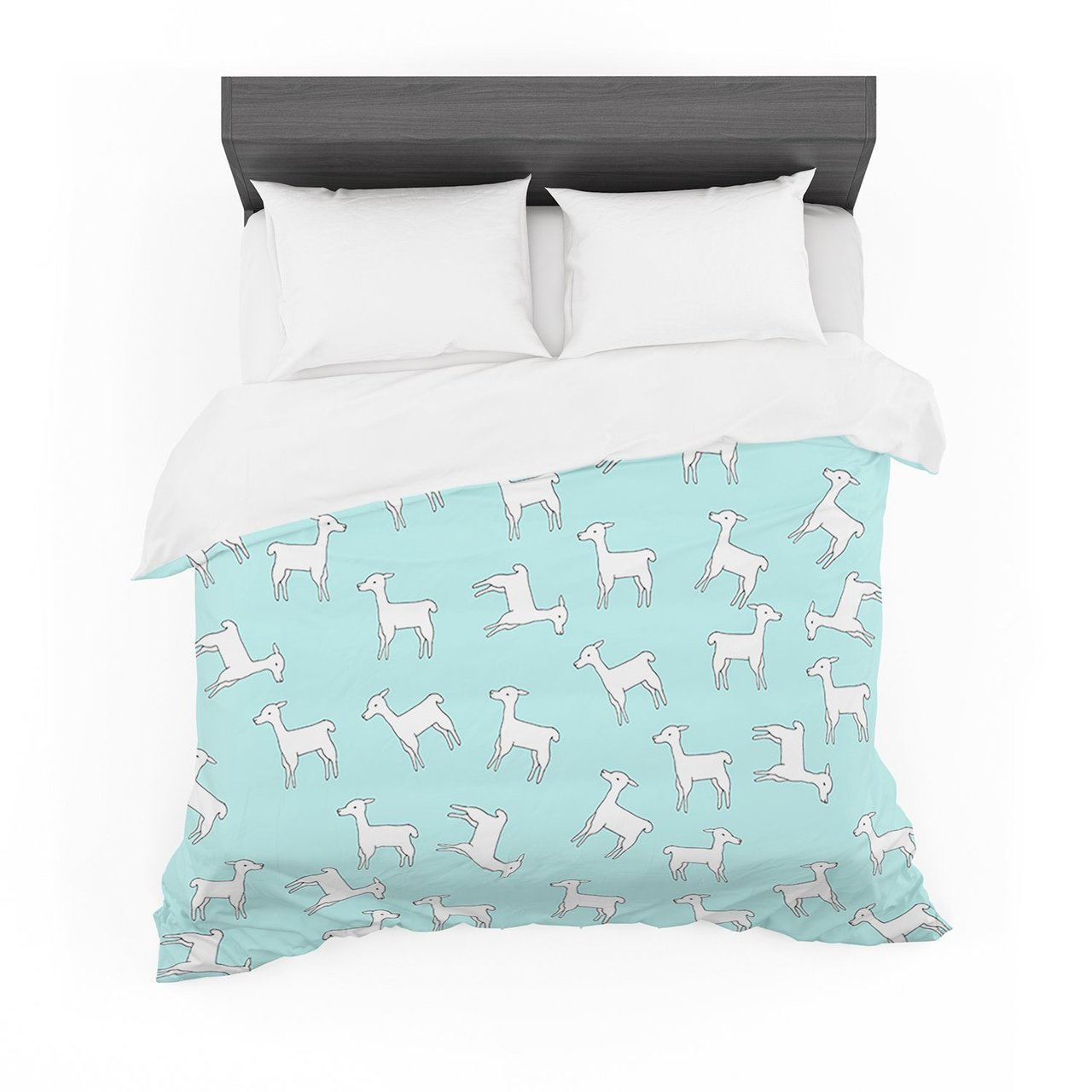 Monikatrigel ‘Baby Llama Multi’ Blue White Featherweight3D Customized Duvet Cover Bedding Sets