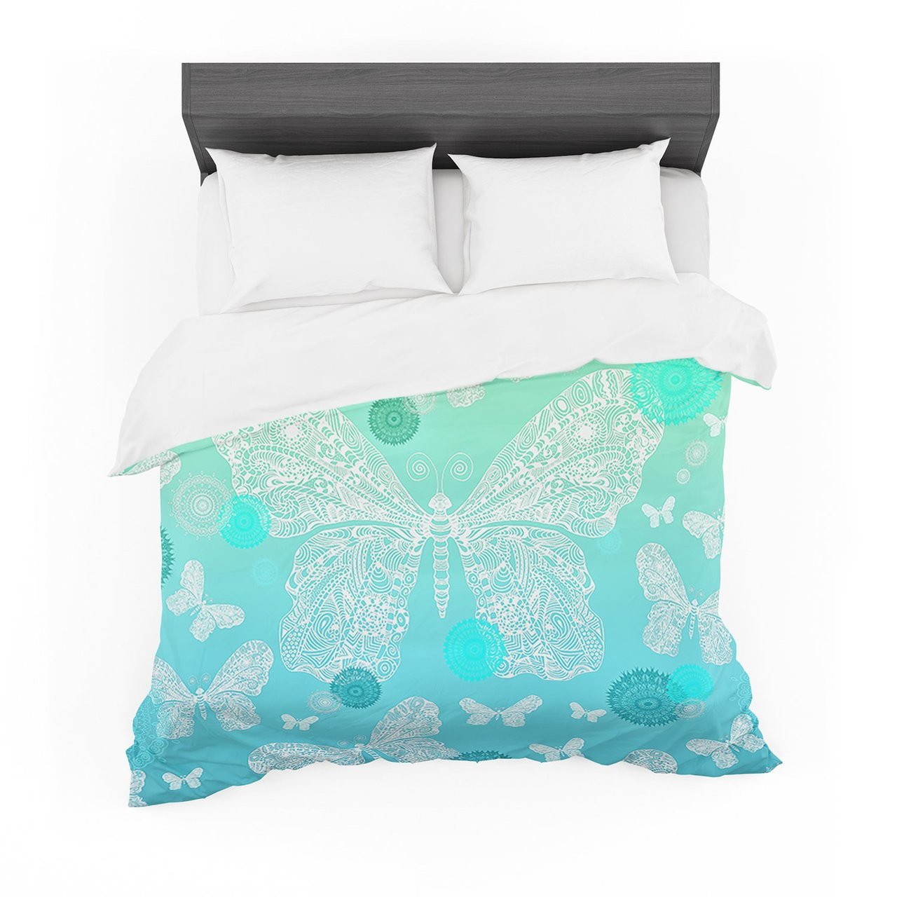 Monikatrigel ‘Butterfly Dreams Mint’ Aqua Teal Featherweight3D Customized Duvet Cover Bedding Sets