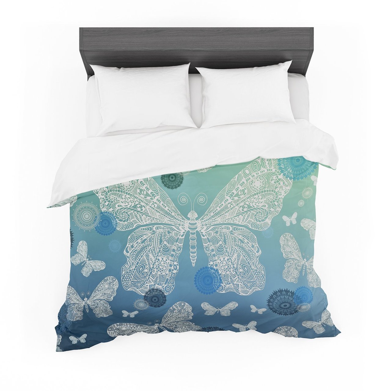 Monikatrigel ‘Butterfly Dreams Ocean’ Blue Green Featherweight3D Customized Duvet Cover Bedding Sets