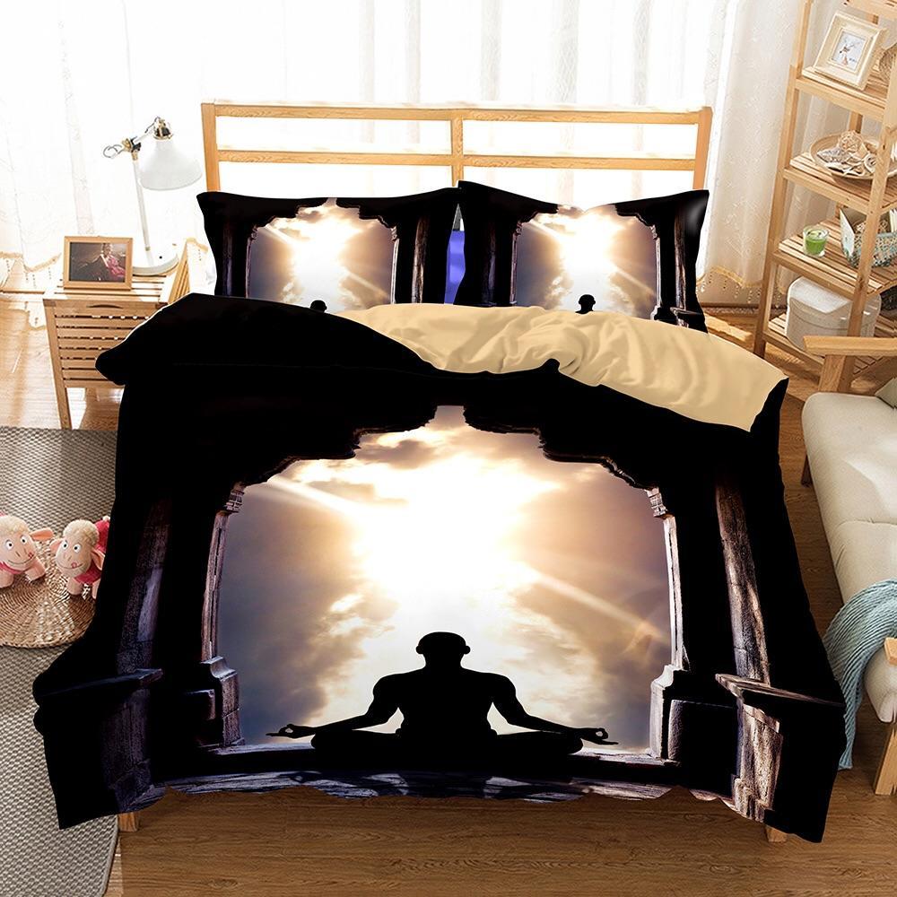 Monk Meditating 3D Customized Duvet Cover Bedding Sets