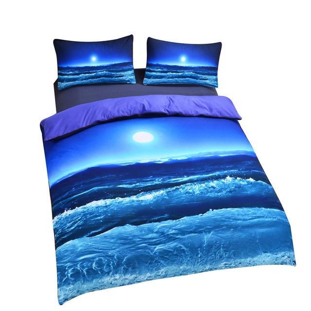 Moon And Ocean et pread Cool 3D Print oft Blue Twin Full Queen King3D Customized Duvet Cover Bedding Sets