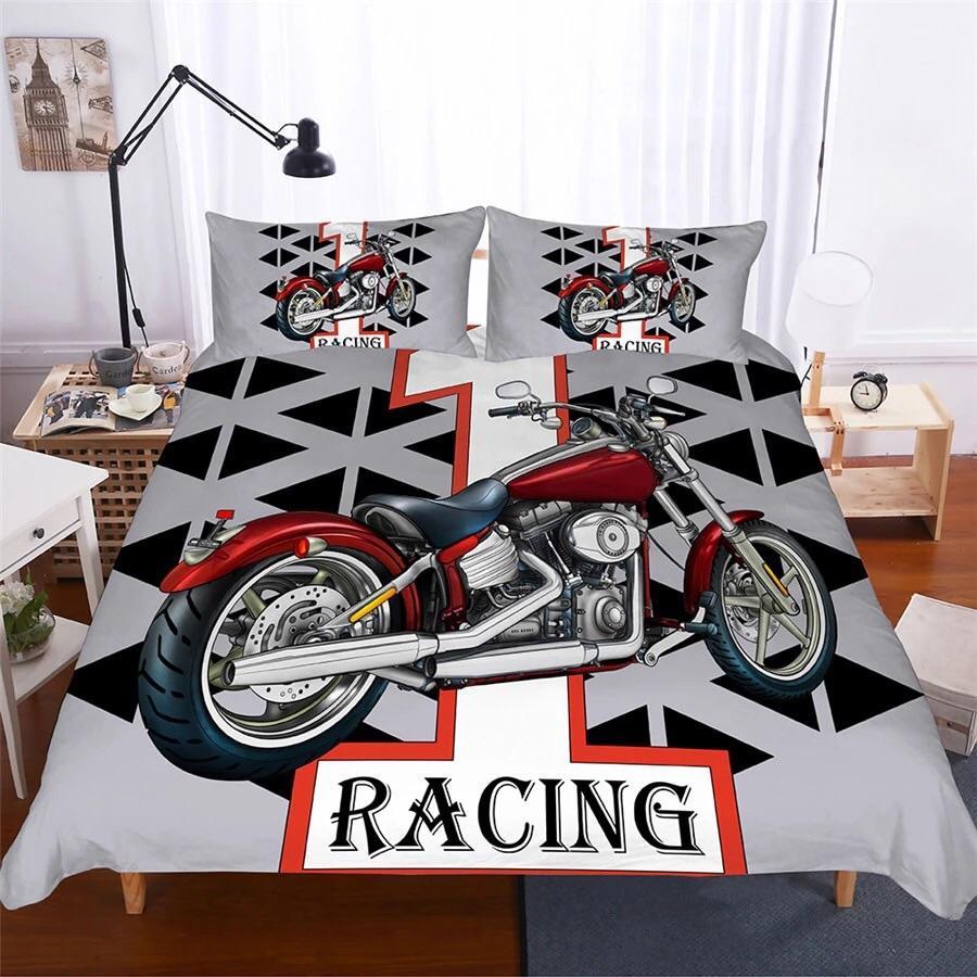 MotorBike Racing 3D Customized Duvet Cover Bedding Sets