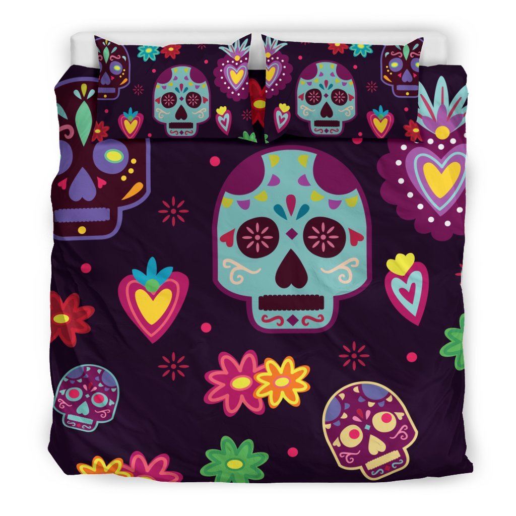 Muertekulls and Flowers 3D Customized Duvet Cover Bedding Sets