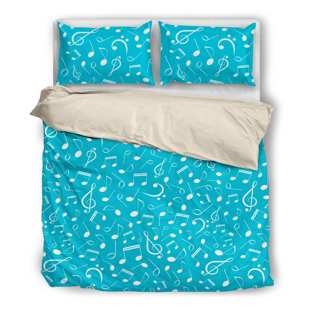 Music Notes Blue 3D Customized Duvet Cover Bedding Sets