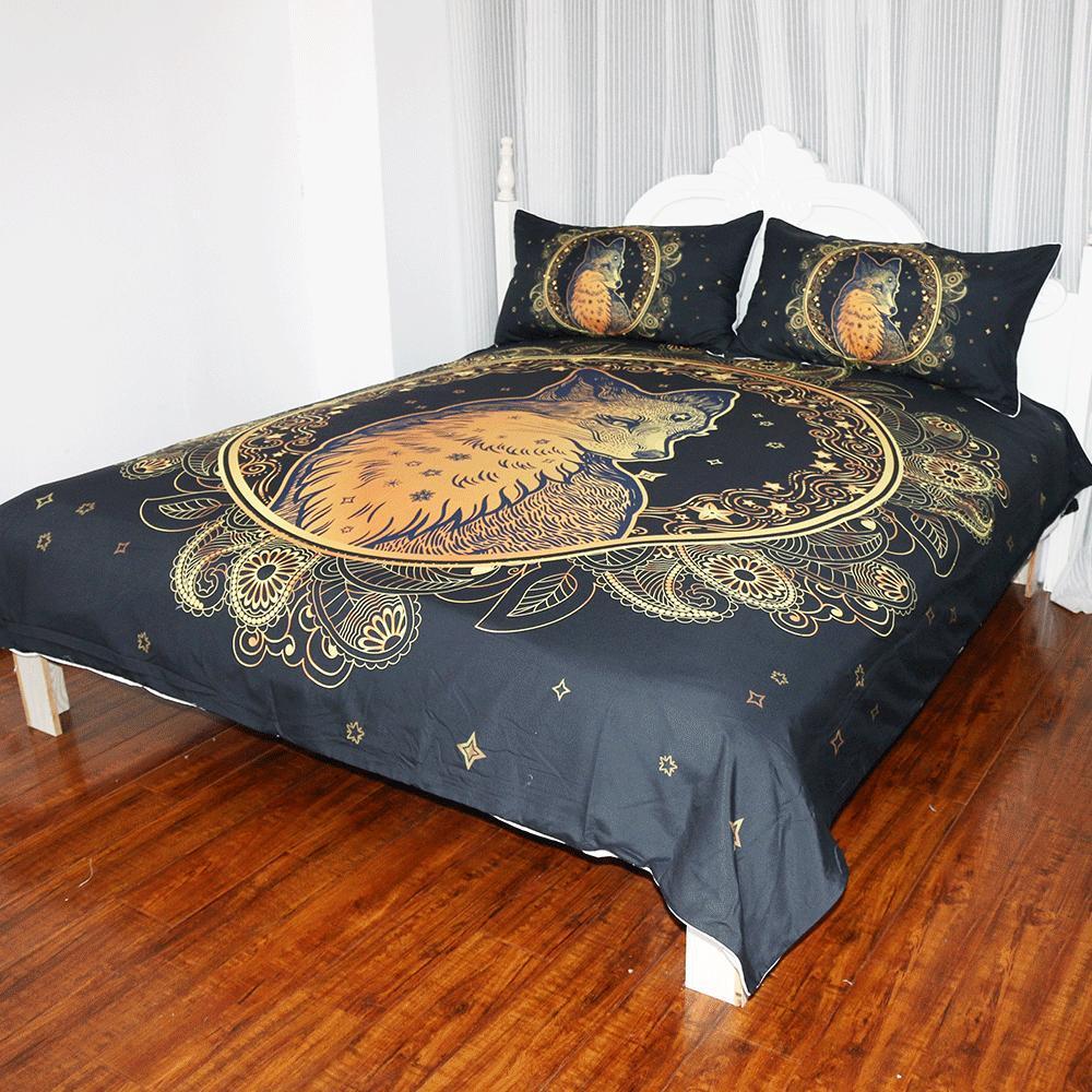 Mystical Golden Fox ART HOP 3D Customized Duvet Cover Bedding Sets