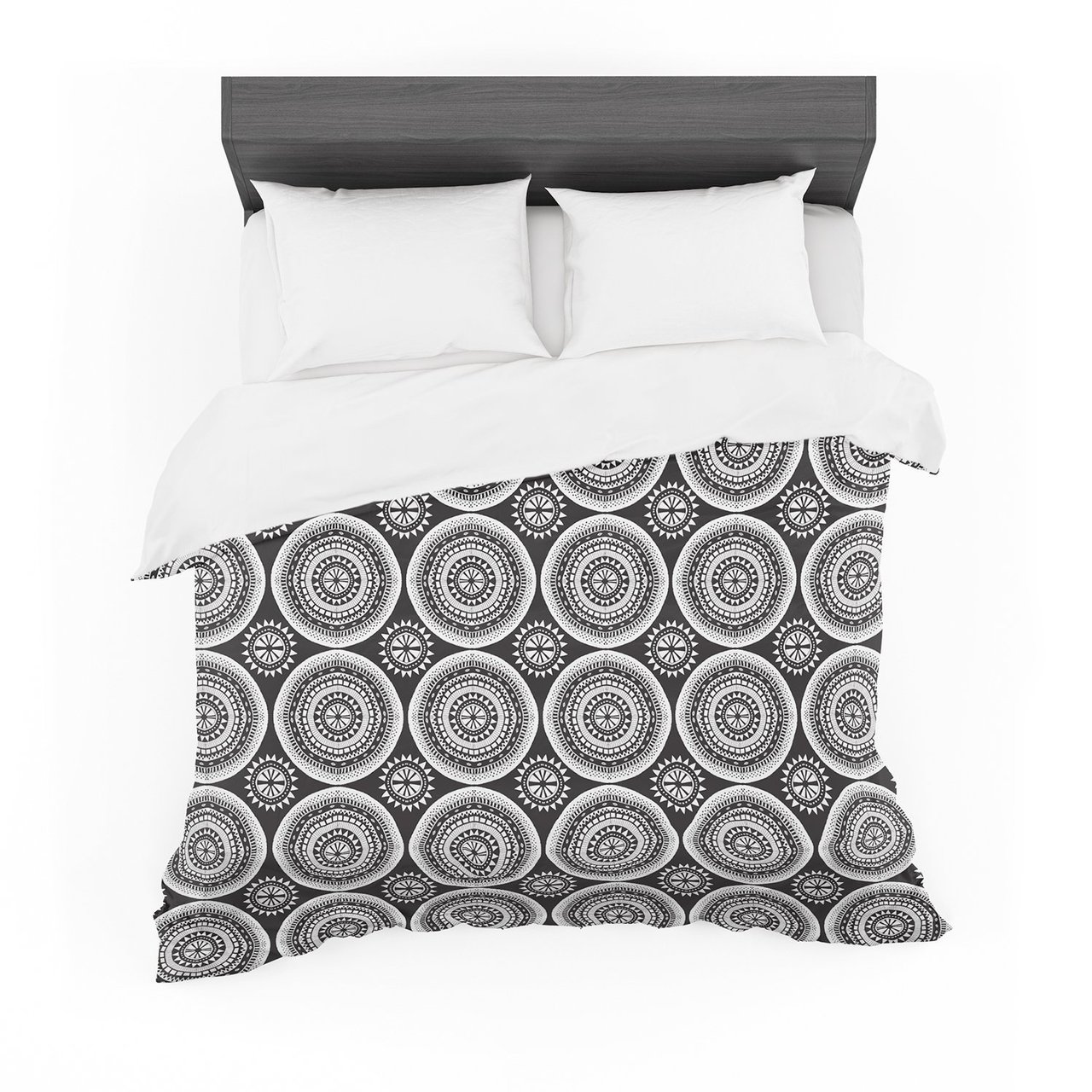 Nanditaingh ‘Circles’ Black White Cotton3D Customized Duvet Cover Bedding Sets