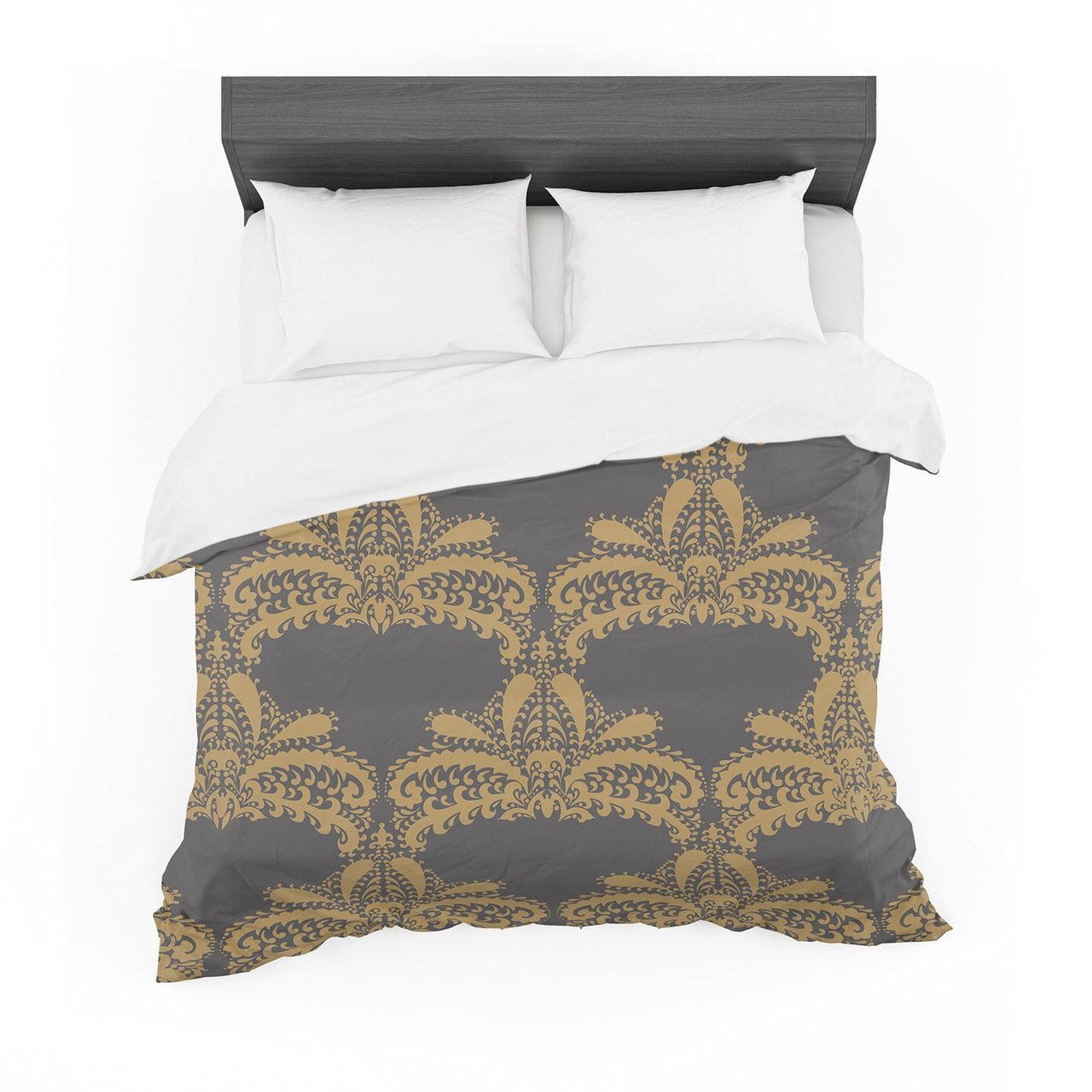 Nanditaingh ‘Decorative Motif Gold’ Copper Floral Cotton3D Customized Duvet Cover Bedding Sets