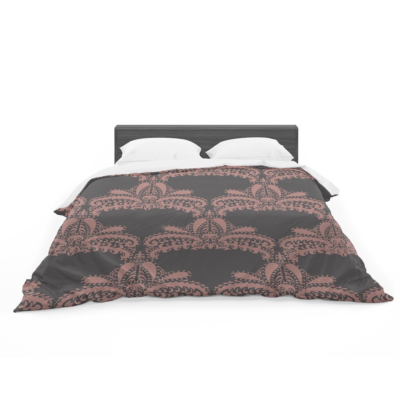 Nanditaingh ‘Decorative Motif Pink’ Bronze Floral Cotton3D Customized Duvet Cover Bedding Sets