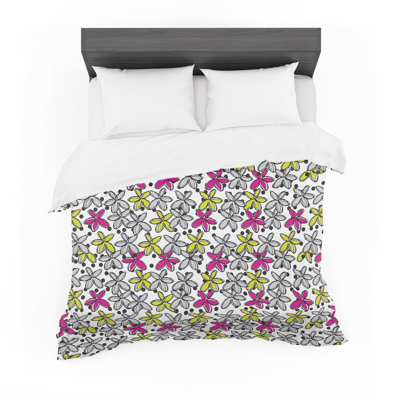 Nanditaingh ‘Floralpread’ Pink Yellow Cotton3D Customized Duvet Cover Bedding Sets