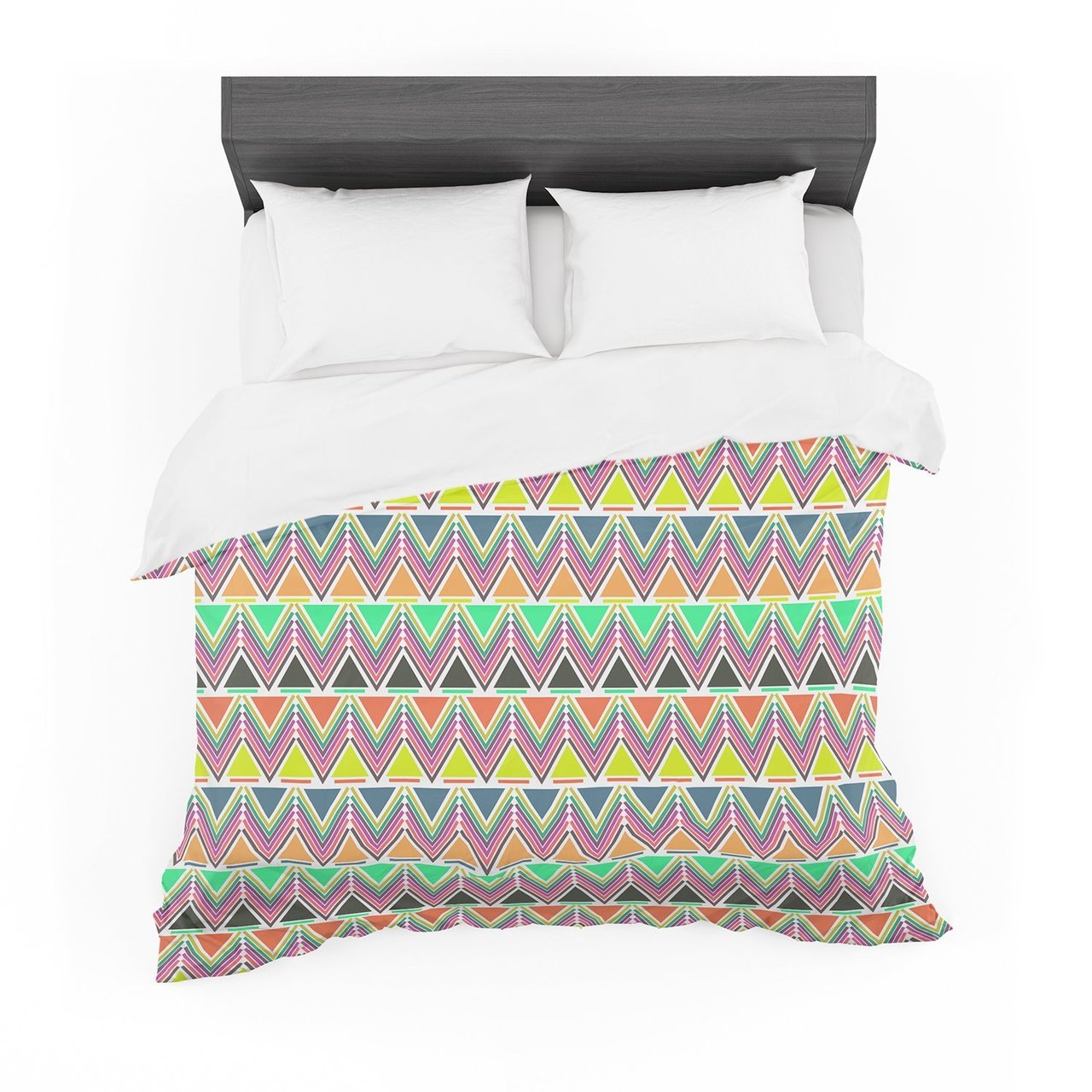 Nanditaingh ‘Pattern Play Multi’ Rainbow Chevron Featherweight3D Customized Duvet Cover Bedding Sets