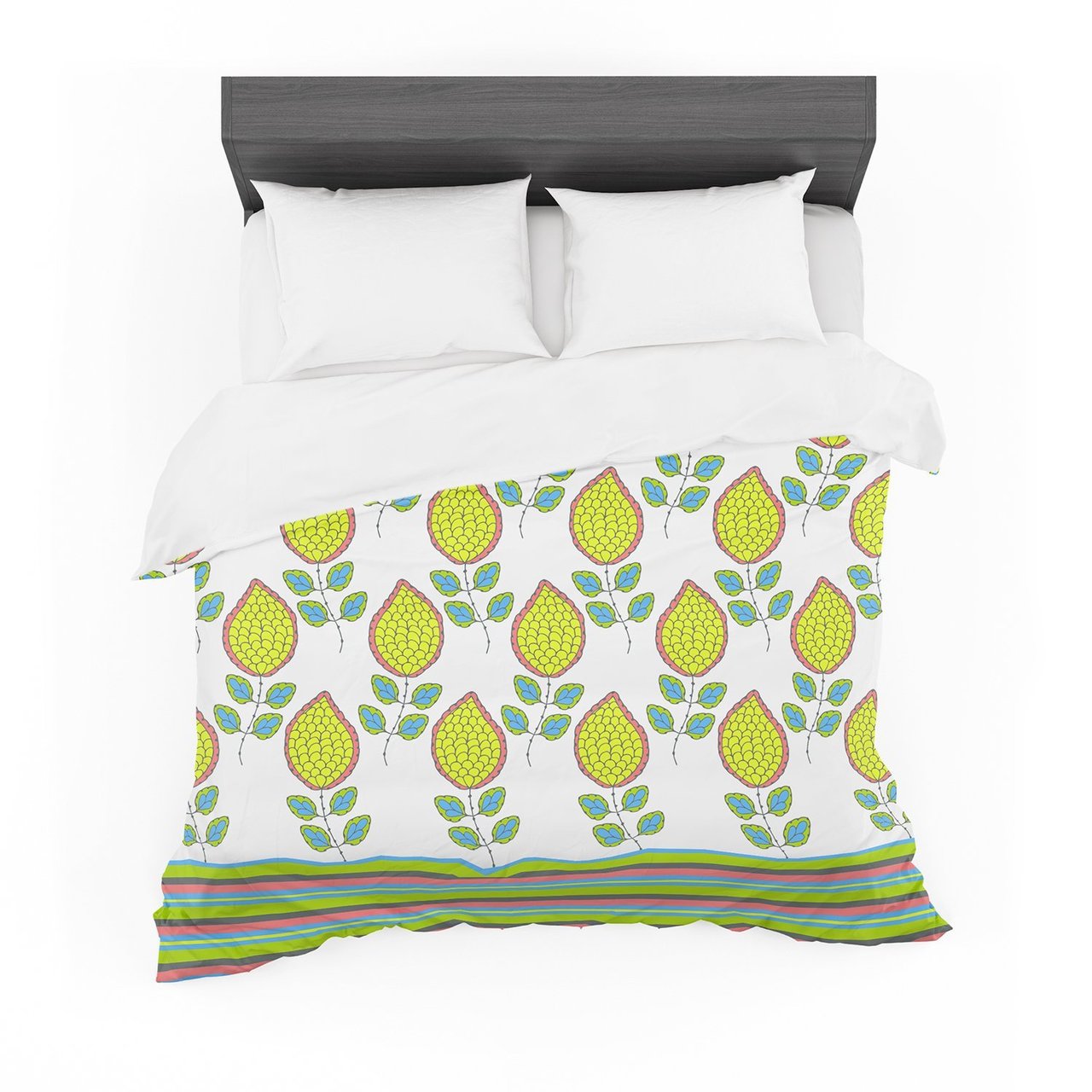 Nanditaingh ‘Yellow Leaves’ Bright Floral Cotton3D Customized Duvet Cover Bedding Sets
