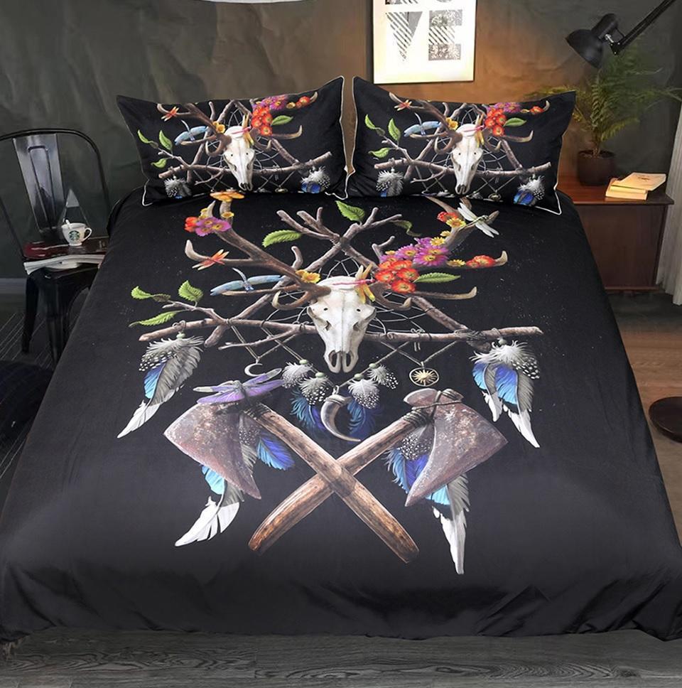 Native American Skull Bedding Set by Sunima-Mystery Art (Black Edition)