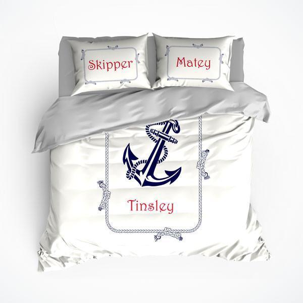 Nautical Anchor Theme Bedding, Duvet or Comforter Sets, Cream Background