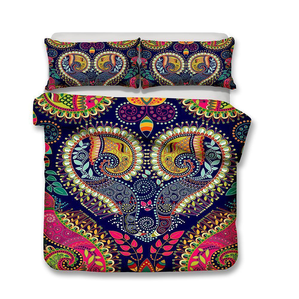 New Design Art Print Bedroom Bohemia Purple Theme Bohemian Comforter Boho Bedspreadss3D Customized Duvet Cover Bedding Sets