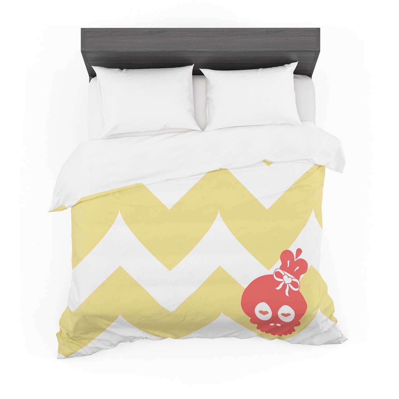 Nick Atkinson ‘Skull II’ Yellow Chevron Cotton3D Customized Duvet Cover Bedding Sets
