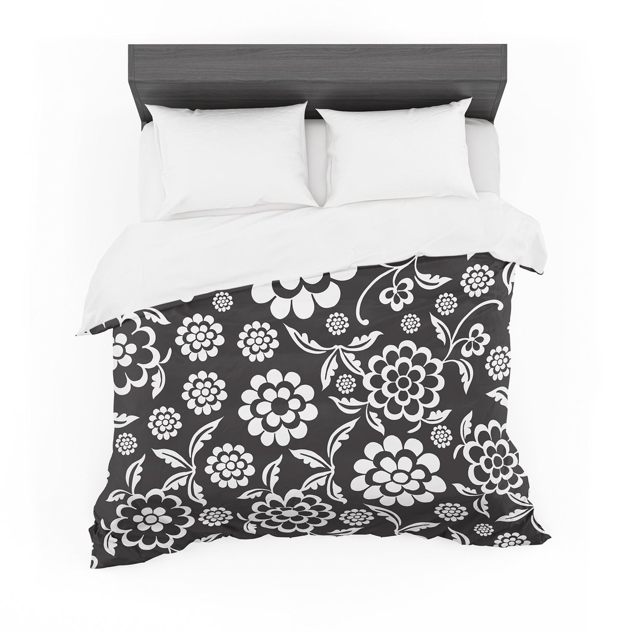 Nicole Ketchum ‘Cherry Floral Black’ Cotton3D Customized Duvet Cover Bedding Sets