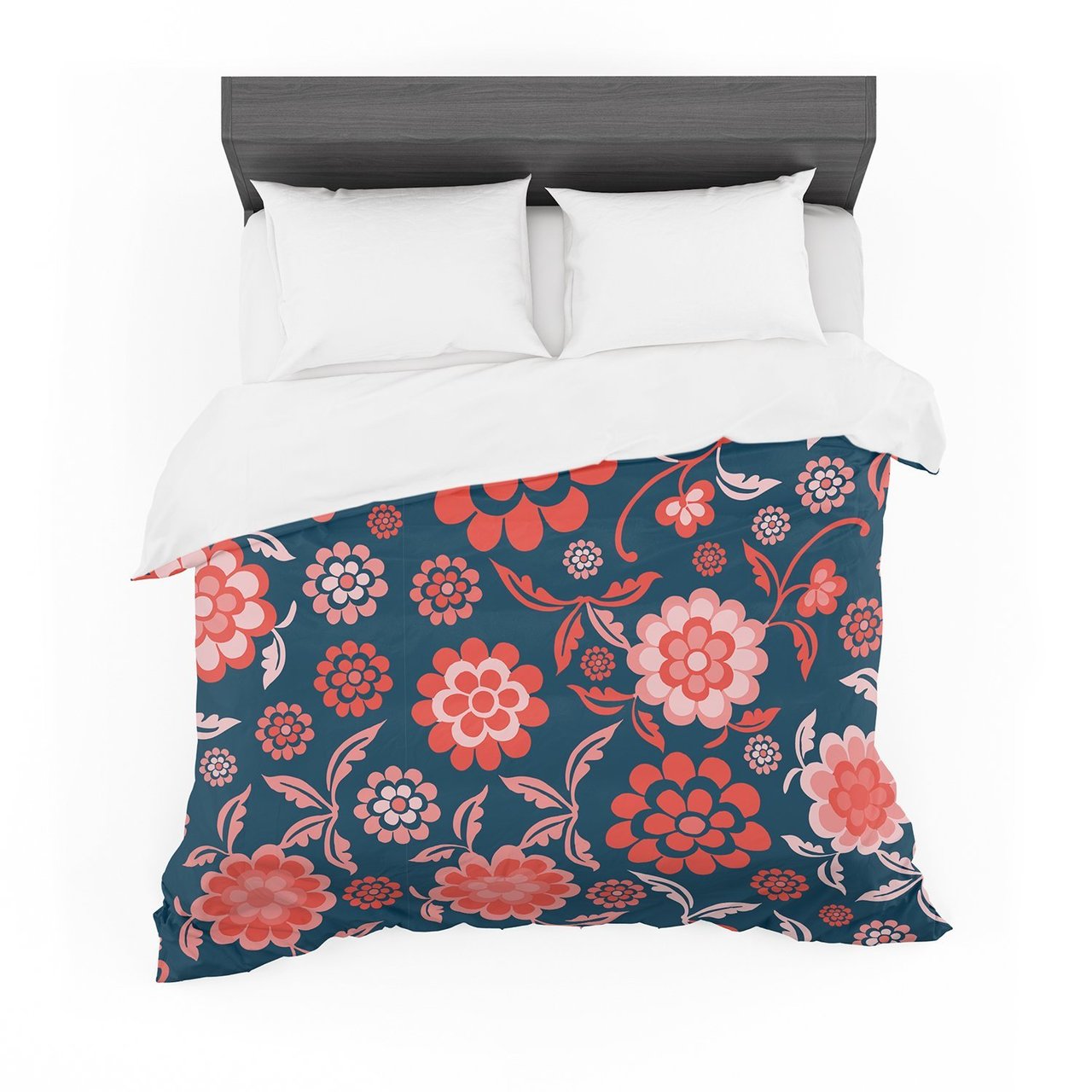 Nicole Ketchum ‘Cherry Floral Midnight’ Cotton3D Customized Duvet Cover Bedding Sets
