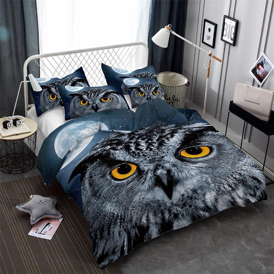 Night Time Owl 3D Customized Duvet Cover Bedding Sets