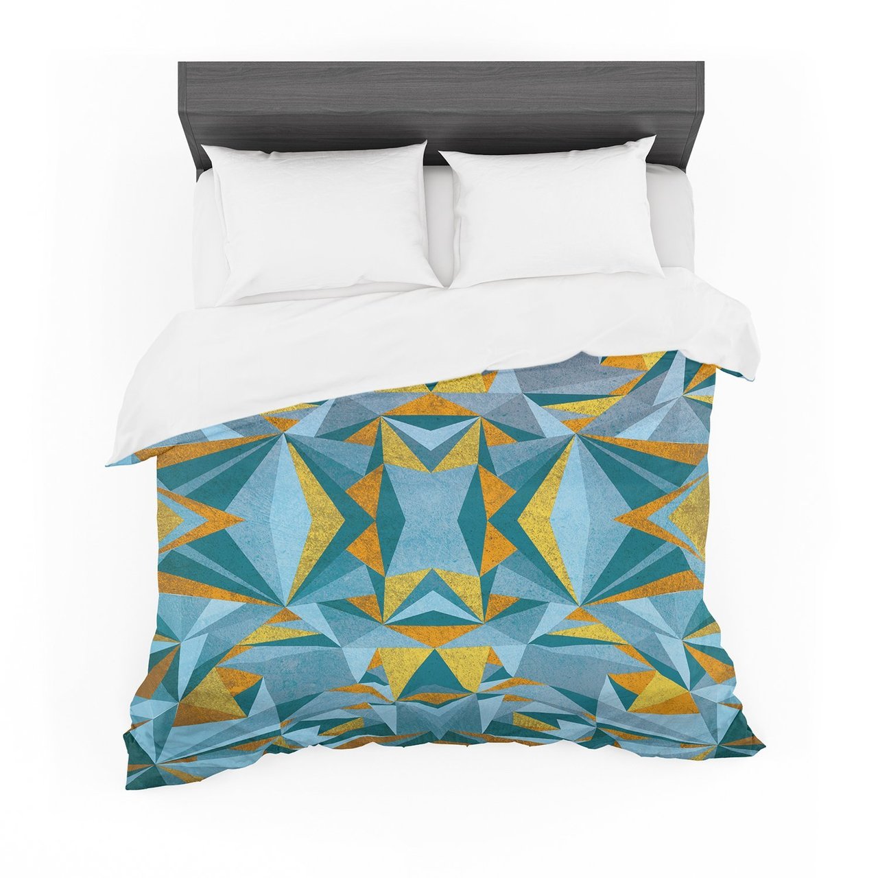 Nika Martinez ‘Abstraction Blue & Gold’ Cotton3D Customized Duvet Cover Bedding Sets