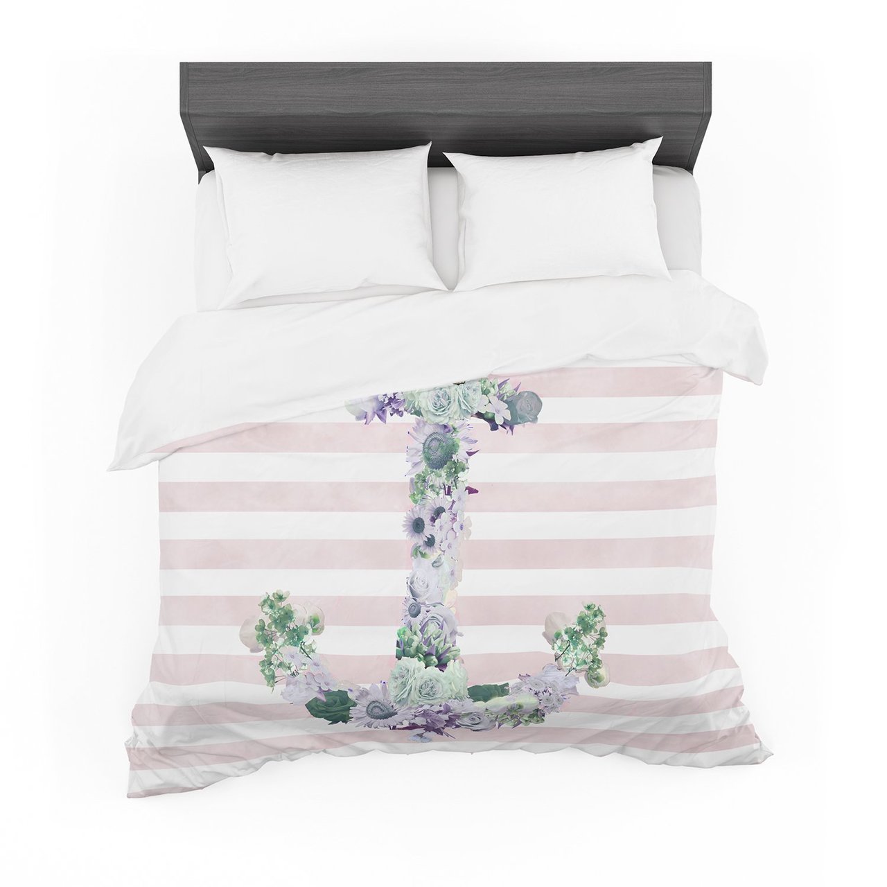Nika Martinez ‘Floral Anchor’ Pinktripes Featherweight3D Customized Duvet Cover Bedding Sets
