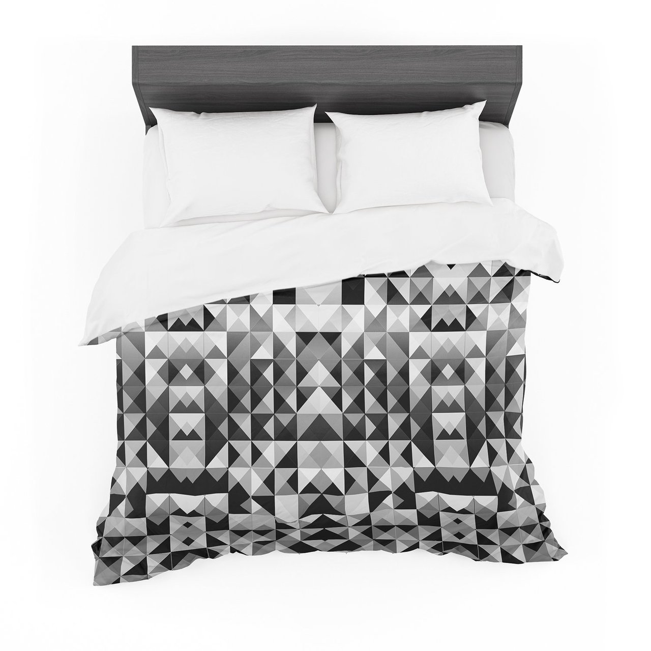 Nika Martinez ‘Geometrie Black & White’ Gray Featherweight3D Customized Duvet Cover Bedding Sets