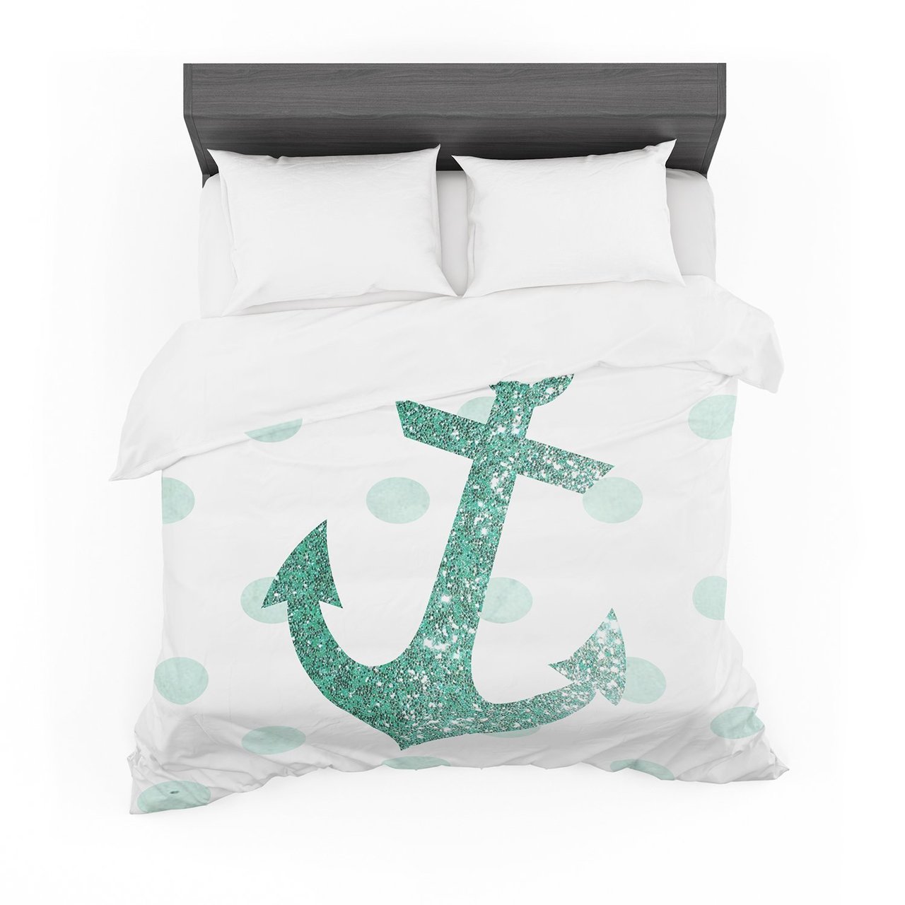 Nika Martinez ‘Glitter Anchor in Mint’ Teal Featherweight3D Customized Duvet Cover Bedding Sets