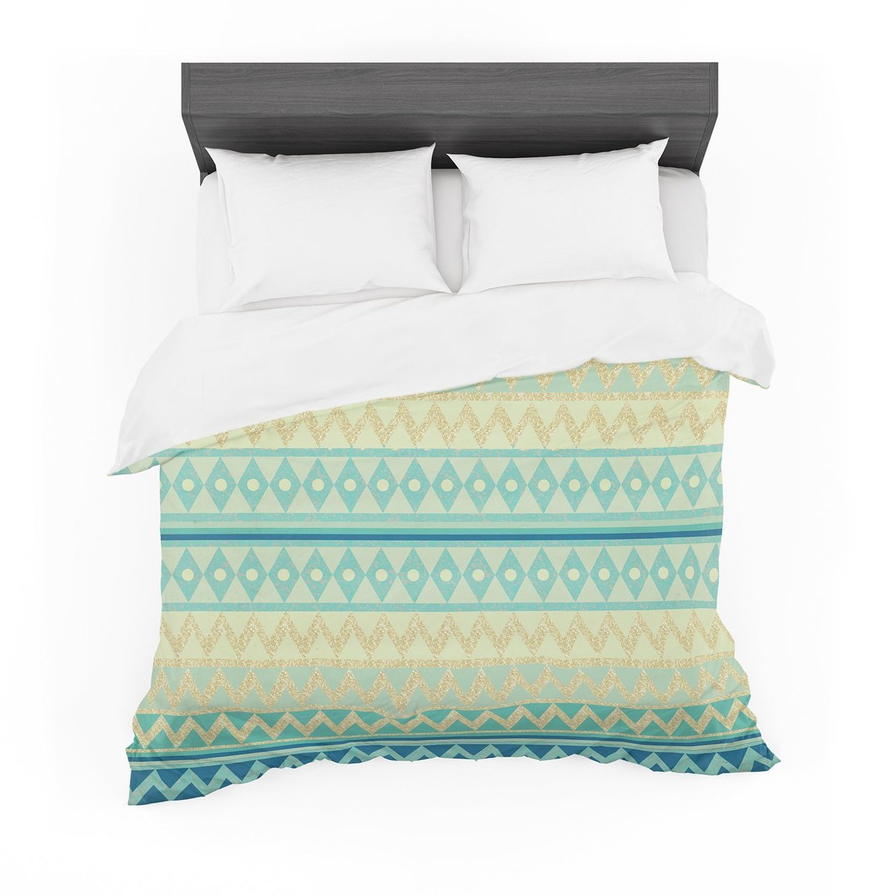Nika Martinez ‘Glitter Chevron in Teal’ Blue Pattern Featherweight3D Customized Duvet Cover Bedding Sets