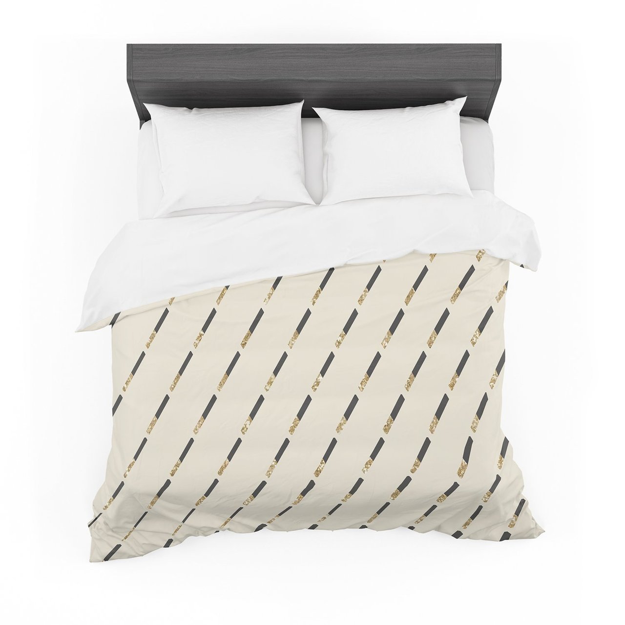 Nika Martinez ‘Glitter Diagonals in Gold’ Tan Featherweight3D Customized Duvet Cover Bedding Sets