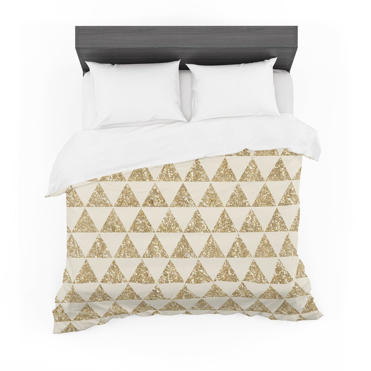 Nika Martinez ‘Glitter Triangles in Gold’ Tan Yellow Featherweight3D Customized Duvet Cover Bedding Sets