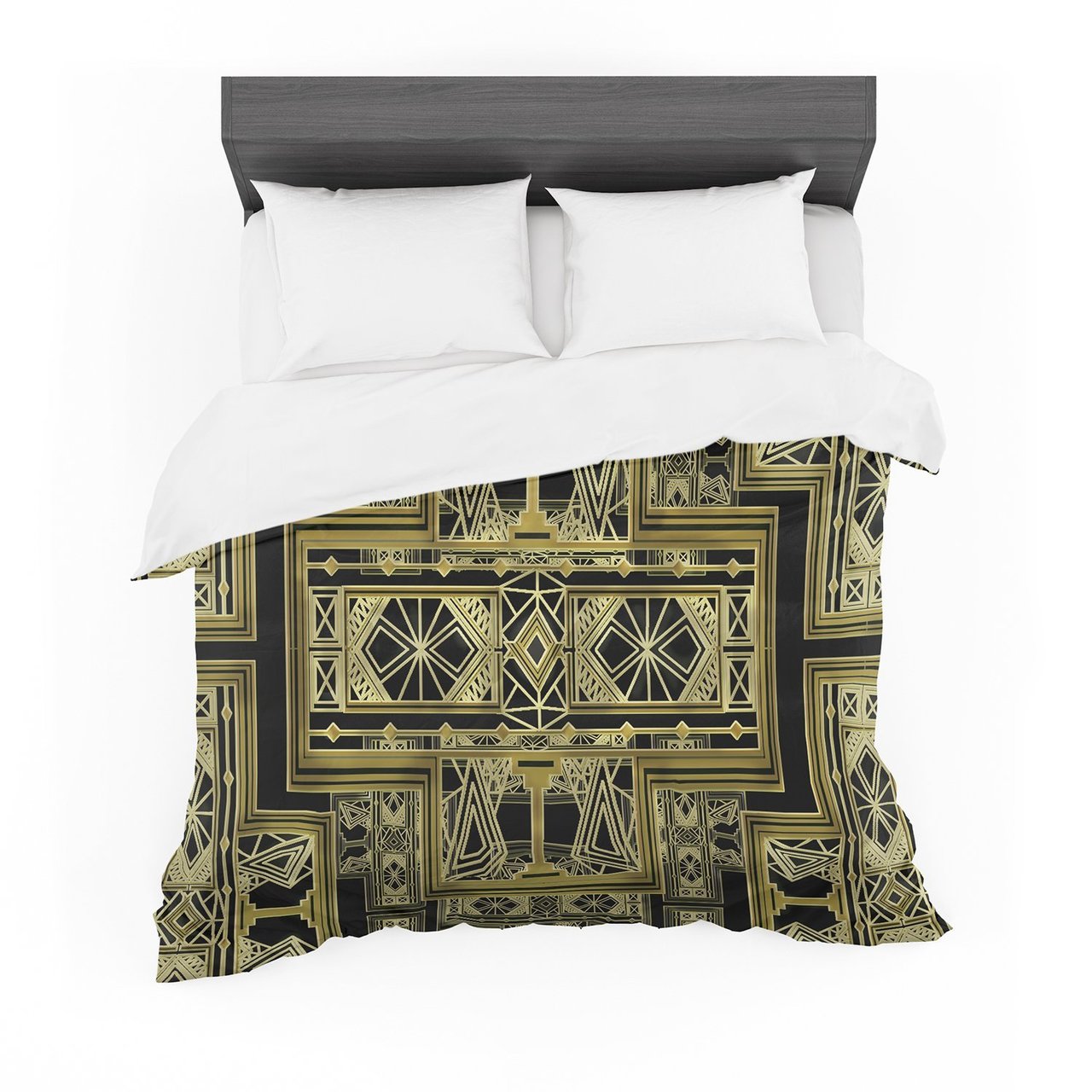Nika Martinez ‘Golden Art Deco’ Cotton3D Customized Duvet Cover Bedding Sets
