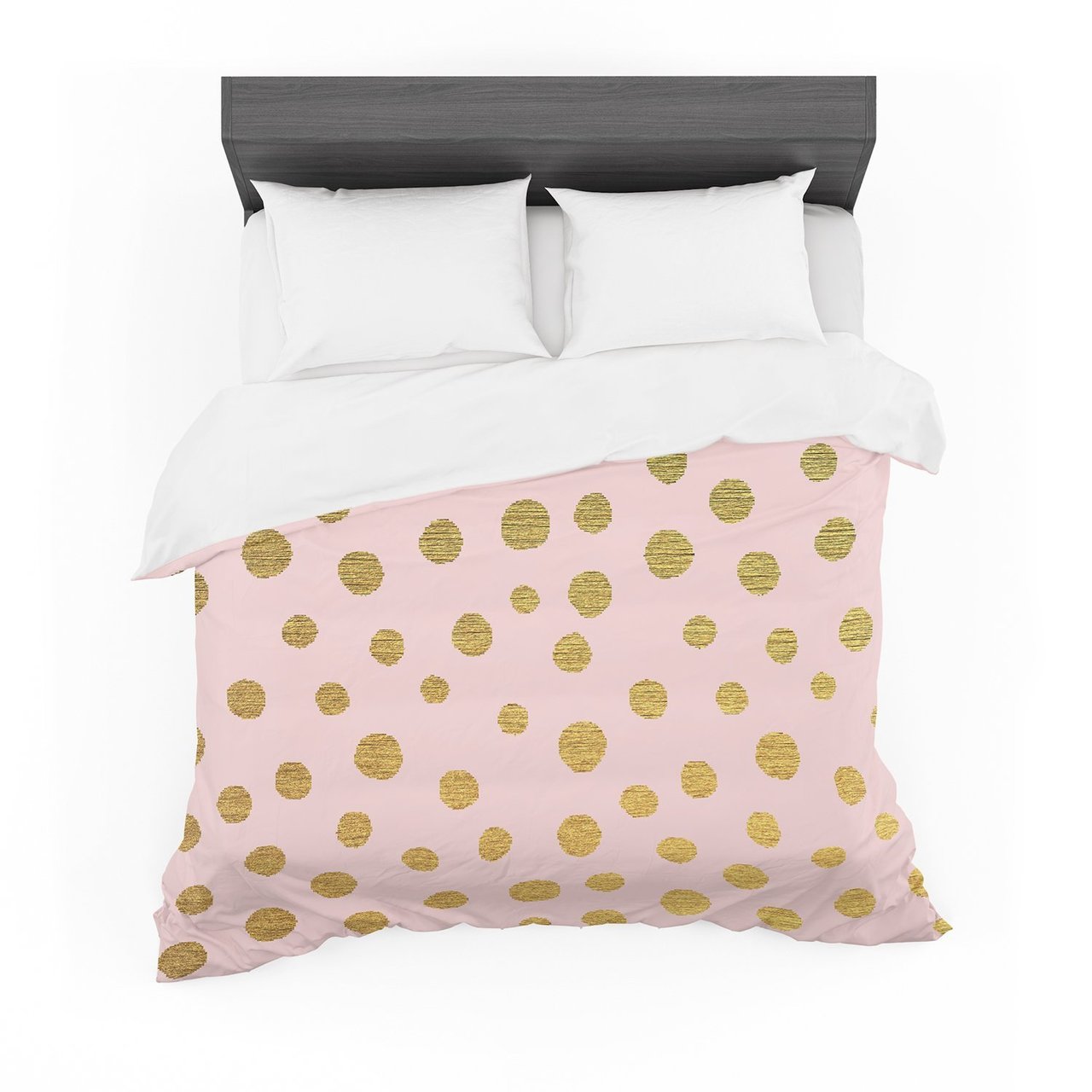 Nika Martinez ‘Golden Dots & Pink’ Blush Featherweight3D Customized Duvet Cover Bedding Sets