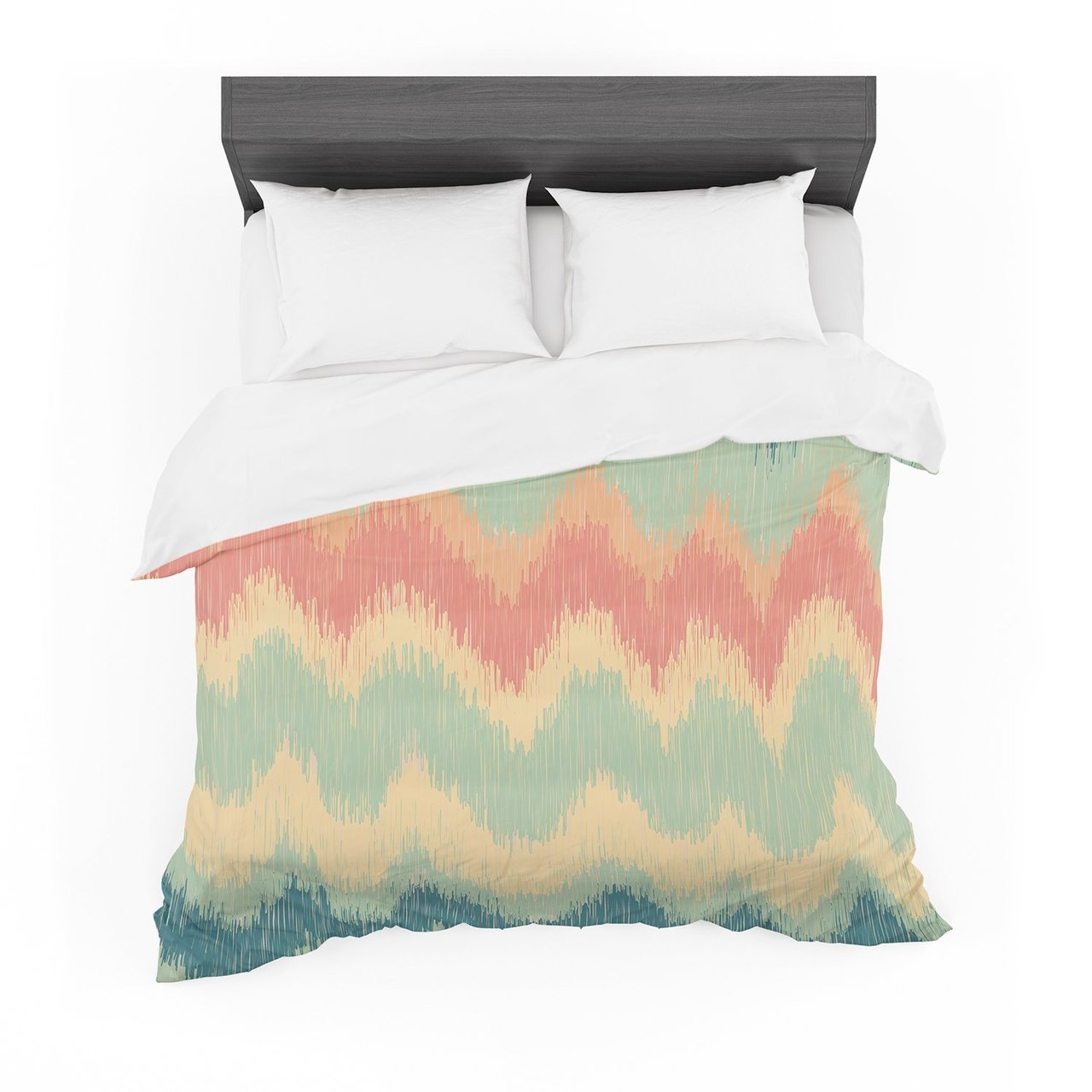 Nika Martinez ‘Ikat Chevron II’ Teal Featherweight3D Customized Duvet Cover Bedding Sets