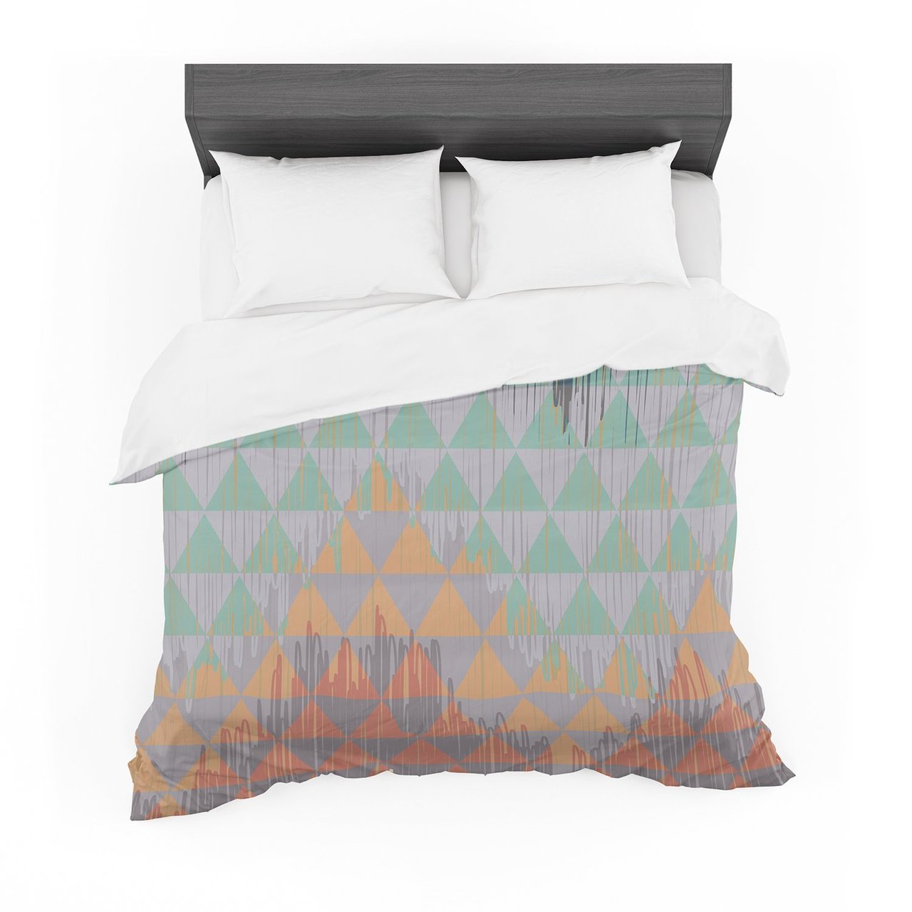 Nika Martinez ‘Ikat Geometrie’ Green Orange Featherweight3D Customized Duvet Cover Bedding Sets