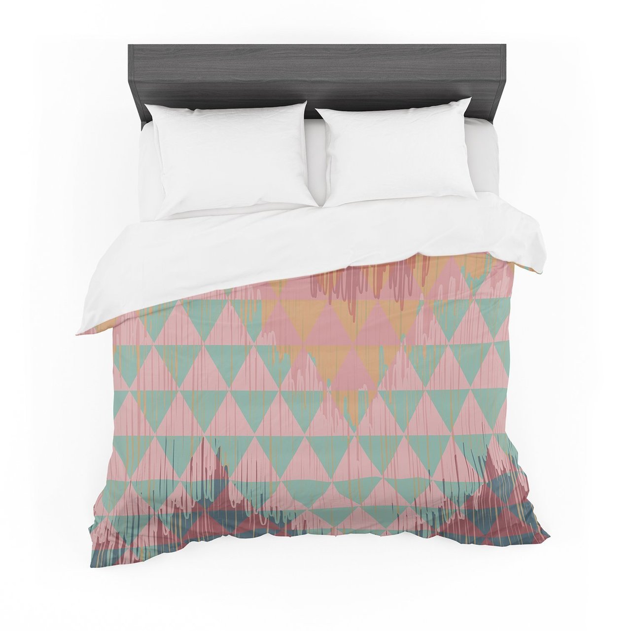 Nika Martinez ‘Ikat Geometrie II’ Green Pink Featherweight3D Customized Duvet Cover Bedding Sets