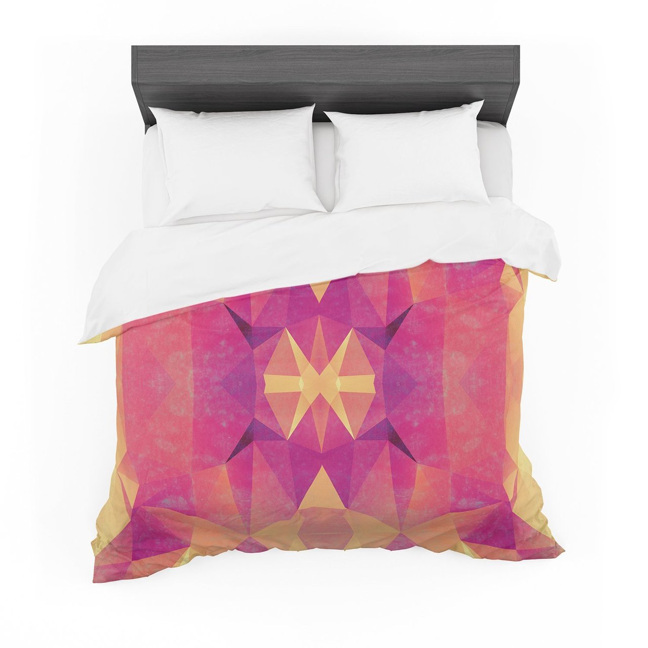 Nika Martinez ‘Retro Pink Geometrie’ Pink Yellow Featherweight3D Customized Duvet Cover Bedding Sets