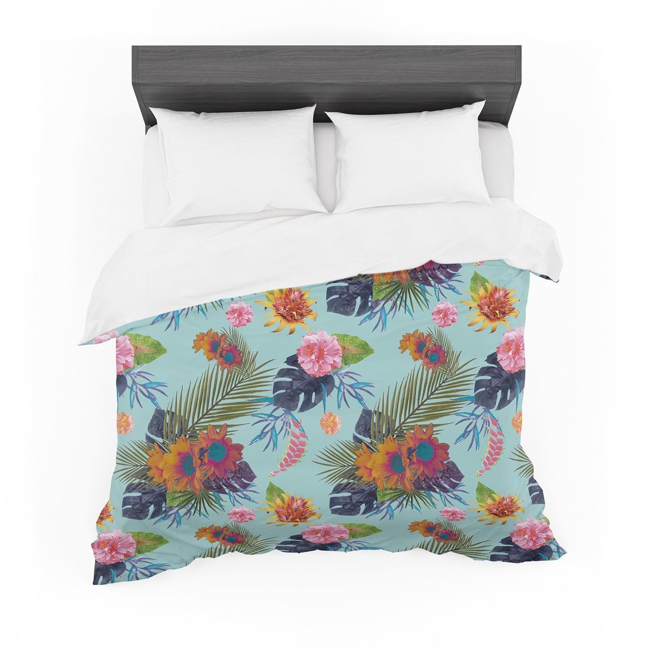 Nika Martinez ‘Tropical Floral’ Blue Flowers Cotton3D Customized Duvet Cover Bedding Sets