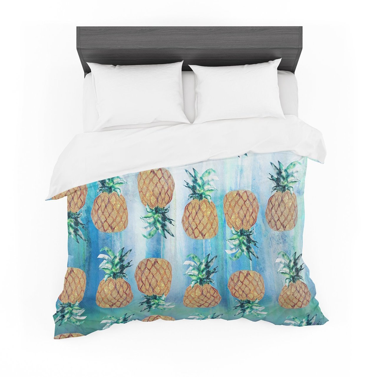 Nikkitrange ‘Pineapple Beach’ Blue Brown Featherweight3D Customized Duvet Cover Bedding Sets